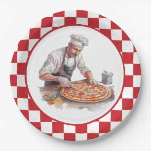 Cool chef pizza party paper plate