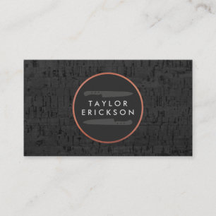 Cool Chef Rustic Copper Knife Logo Corkboard Business Card