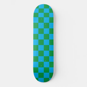 Cool Chequered (chequered) Green and Blue pattern  Skateboard