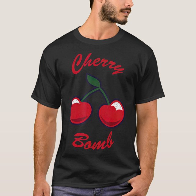 Cool Cherry bomb 70s 80s 90s Fruit Retro T-Shirt (Front)