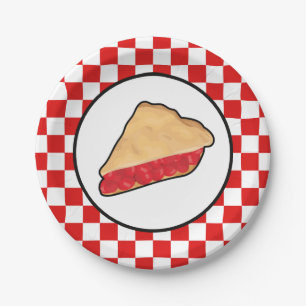 cool cherry pie chequered paper plate