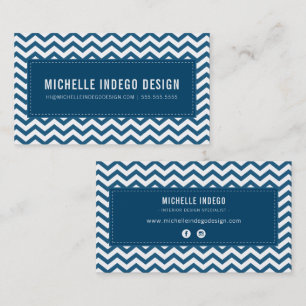 COOL CHEVRON PATTERN preppy modern dark navy blue Business Card