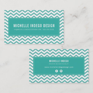 COOL CHEVRON PATTERN preppy modern jade green Business Card