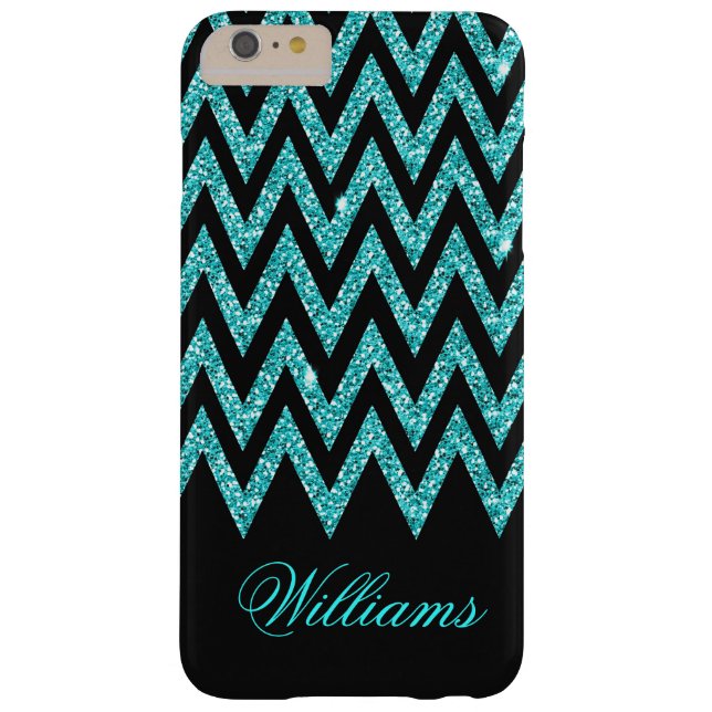 Cool chevron zigzag peacock blue  faux glitter Case-Mate iPhone case (Back)
