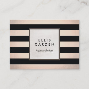 Cool Chic Black and Copper Stripes Designer Business Card
