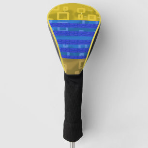 Cool Chic Blue Gold Geometric Stripes Golf Head Cover
