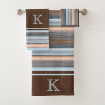 Cool Chic Brown Slate Blue Grey Stripes