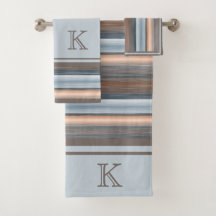 Cool Chic Brown Slate Blue Grey Stripes