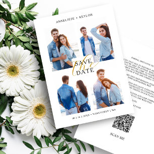 Cool Chic Romantic 4 Multi Photos Wedding Trendy  Save The Date