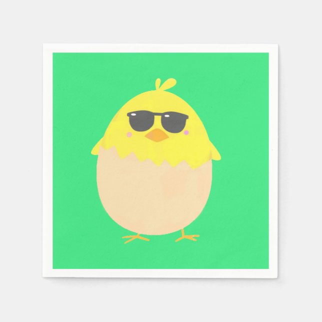 Cool Chick funky Easter yellow chick Napkin (Front)
