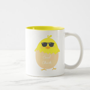Cool Chick funky Easter yellow chick Two-Tone Coffee Mug