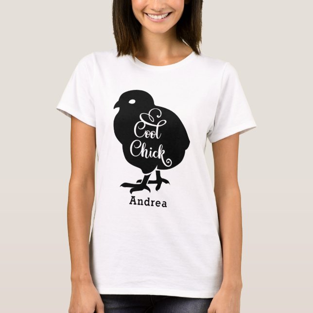 Cool Chick Personalise Name Girly Baby Chicken T-Shirt (Front)