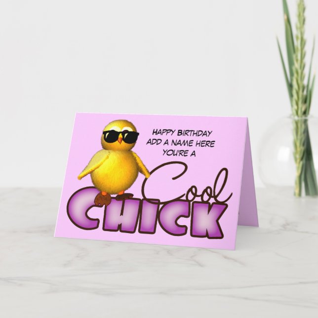 Cool Chick Personalised Greetings Cards (Front)