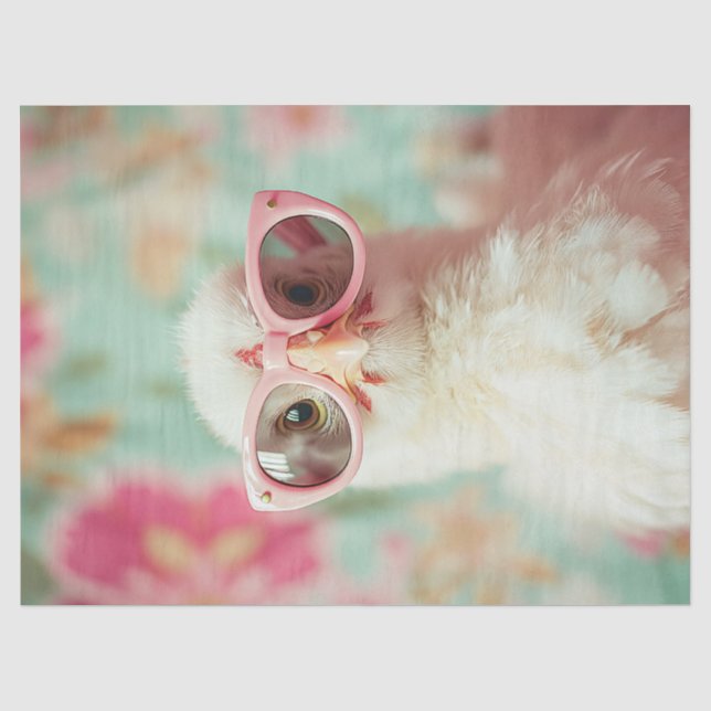 Cool Chick with Pink Glasses Spring Decoupage Tissue Paper (Front)