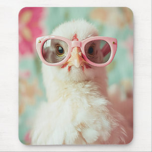 Cool Chick with Pink Glasses Spring Mouse Mat
