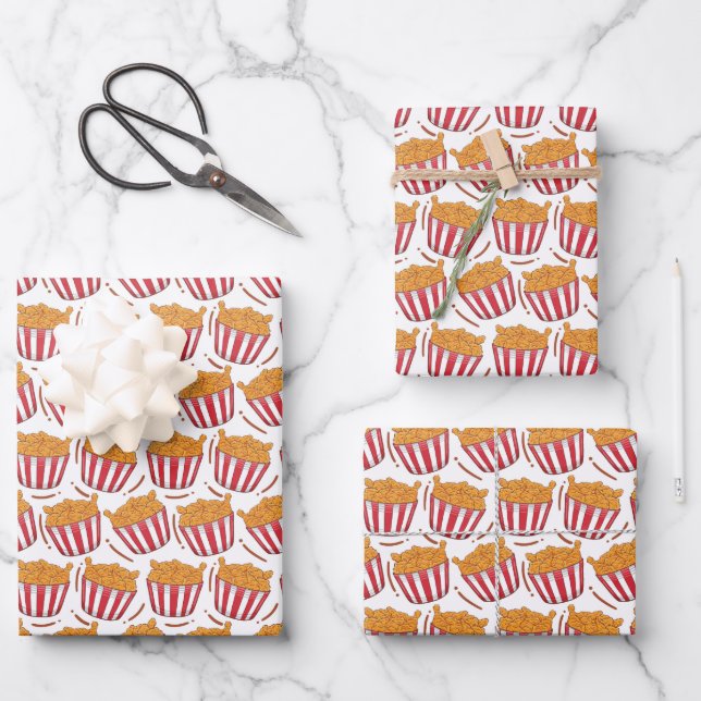 cool chicken bucket tiled pattern fast food wrapping paper sheet (Front)