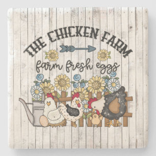 cool chicken Farm fresh eggs Stone Coaster