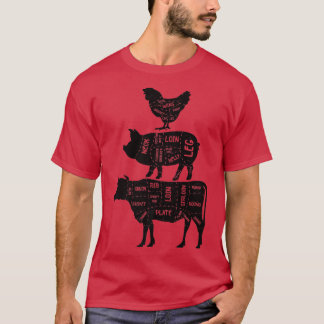 Cool Chicken Pig Cow And Beef Bbq And Grill Meat C T-Shirt