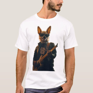 Cool Chihuahua Guitarist White T-Shirt