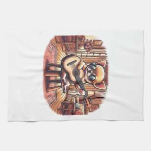 Cool Chihuahua Plays Classical Guitar Tea Towel