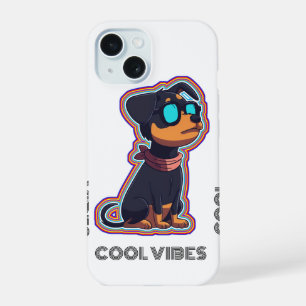Cool chill colourful vibrant dog in glasses  iPhone 15 case