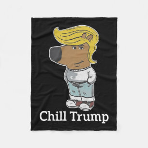 Cool Chill Guy Meme Tees - Trump Chill Guy Meme  Fleece Blanket