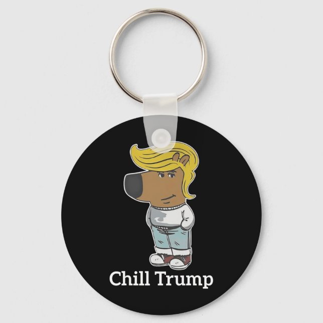 Cool Chill Guy Meme Tees - Trump Chill Guy Meme  Key Ring (Front)