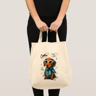 Cool Chill Mood Dachshund with Sunglasses Tote Bag