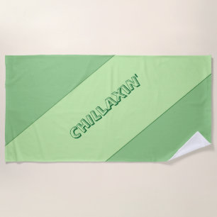 Cool Chillaxin' Green Beach Towel