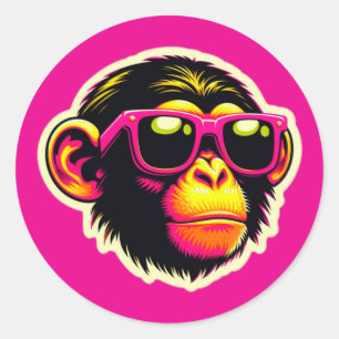 COOL CHIMP 2 CLASSIC ROUND STICKER