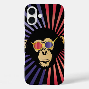 Cool Chimpanzee In 3D Glasses iPhone 16 Plus Case