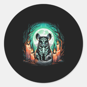 Cool Chinchilla Skeleton Halloween Christmas Birth Classic Round Sticker