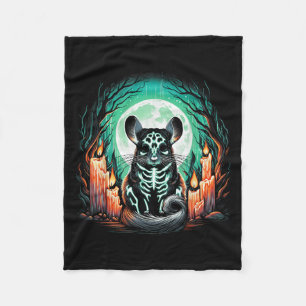 Cool Chinchilla Skeleton Halloween Christmas Birth Fleece Blanket