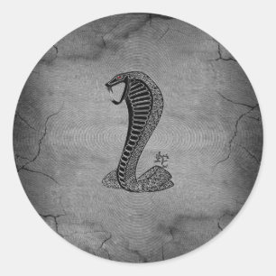 Cool Chinese cobra black and metal effects Classic Round Sticker