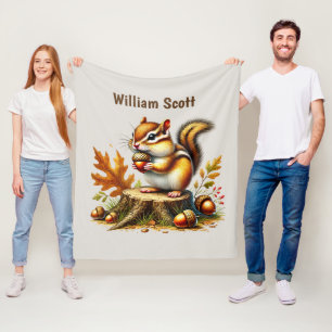 Cool chipmunk lovers add name fleece blanket