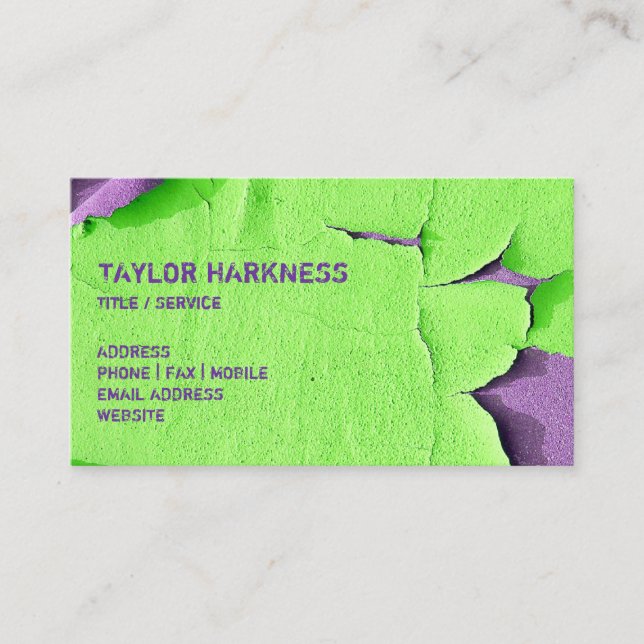 Cool Chipped Paint Peeling Cracked Green Purple Business Card (Front)