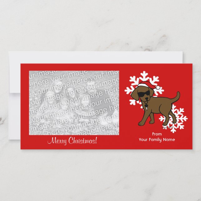 Cool Chocolate Labrador Christmas Cartoon Holiday Card (Front)