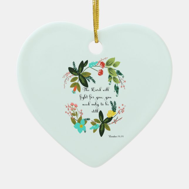 Cool Christian Art - Exodus 14:14 Ceramic Tree Decoration (Front)