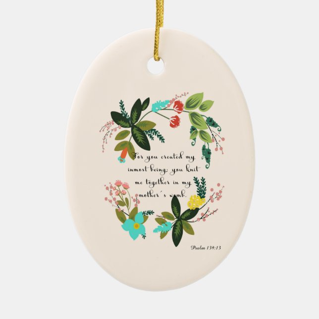Cool Christian Art - Psalm 139:13 Ceramic Tree Decoration (Front)