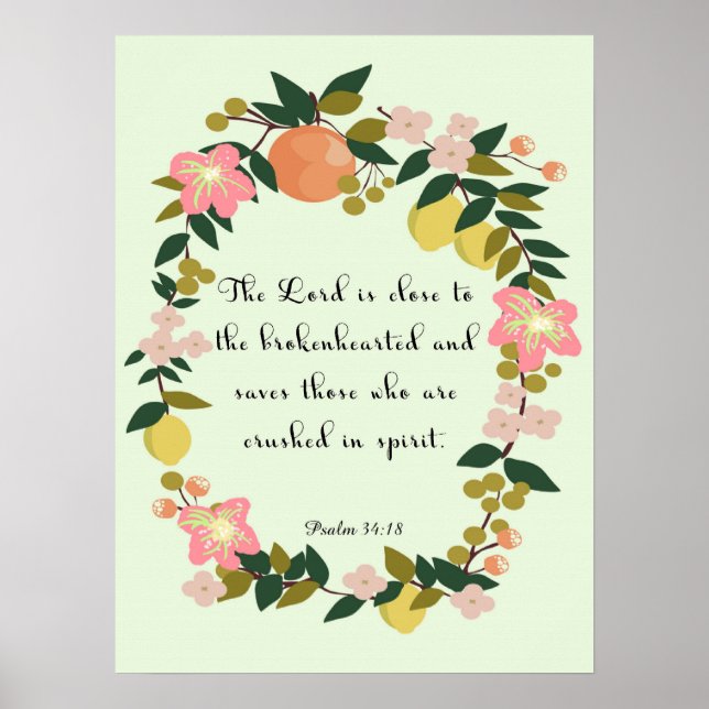 Cool Christian Art - Psalm 34:18 Poster (Front)