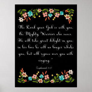 Cool Christian Art Zephaniah 3:17 Poster