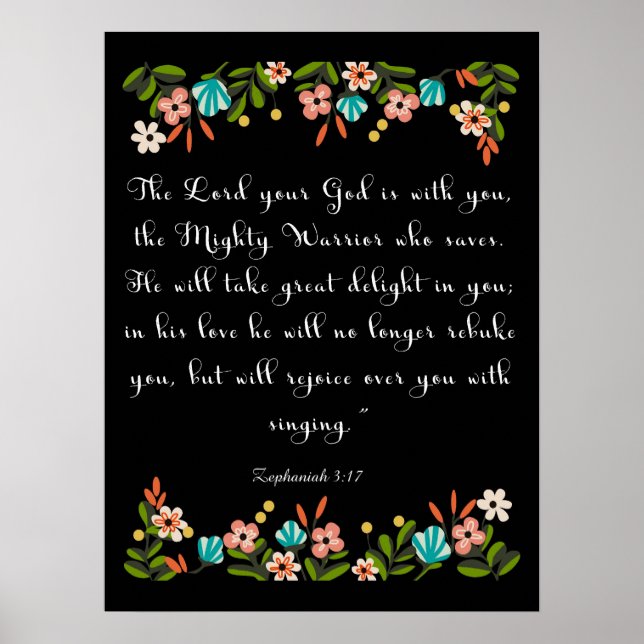 Cool Christian Art Zephaniah 3:17 Poster (Front)