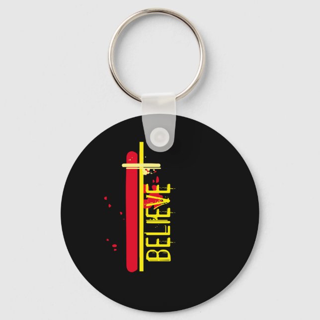 Cool Christian Believe Jesus Christ Faith Key Ring (Front)