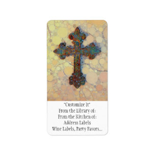 Cool Christian Cross Circle Mosaic Pattern Label
