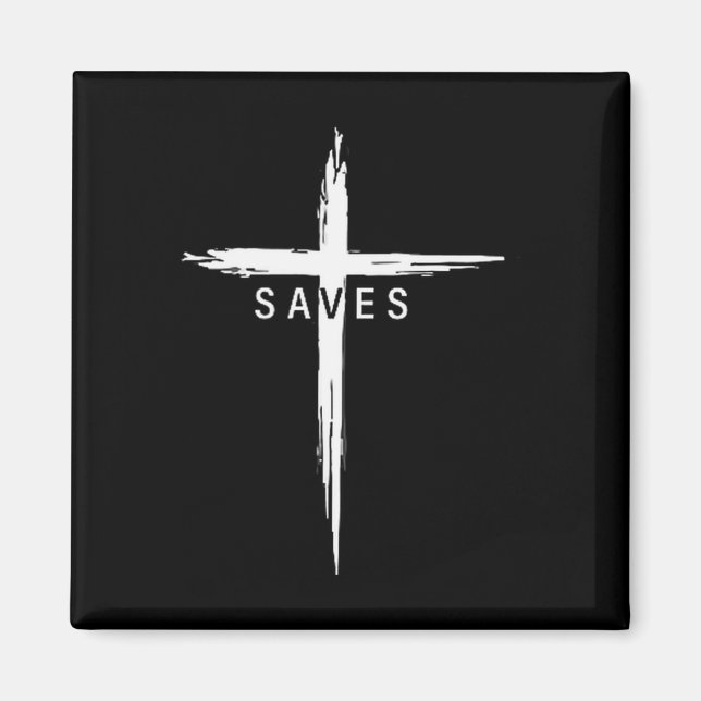 Cool Christian Cross Jesus Saves Men Women Graphic Magnet (Front)
