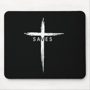 Cool Christian Cross Jesus Saves Men Women Graphic Mouse Mat