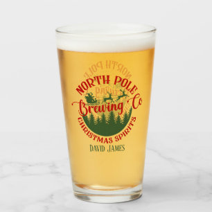 cool Christmas Brewery add name beer Glass