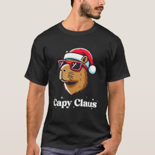 Cool Christmas Capybara With Santa Hat Capy Claus T-Shirt