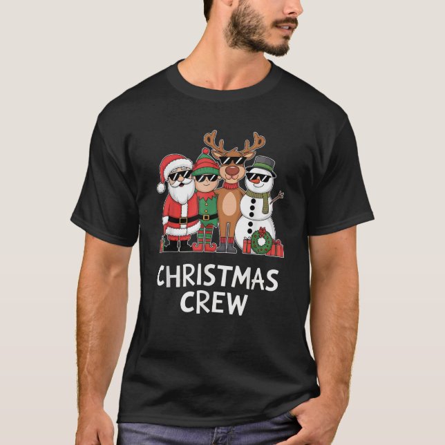 Cool Christmas Crew Funny Holiday Santa Elf Reinde T-Shirt (Front)