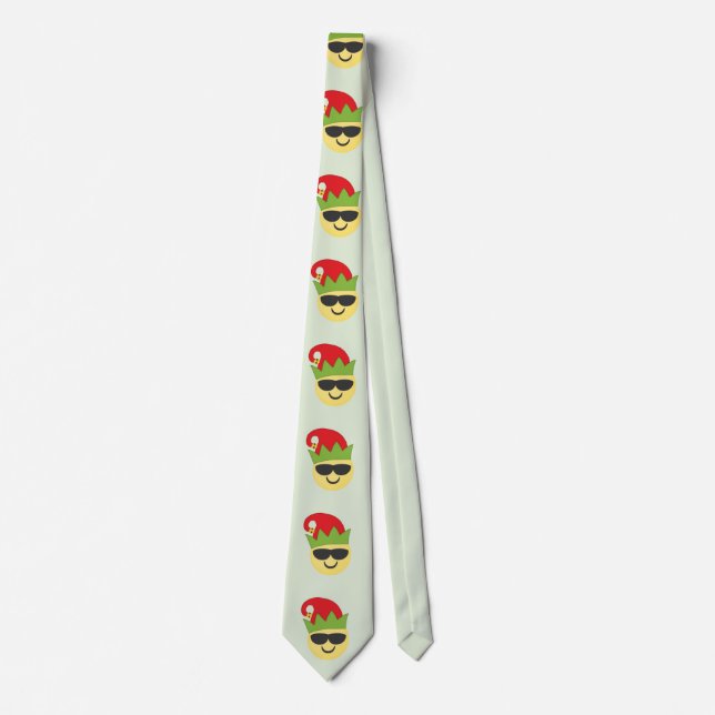 Cool Christmas Emoji Elf Tie (Front)